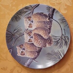 Bradford Exchange Great Horned Owls collector plate